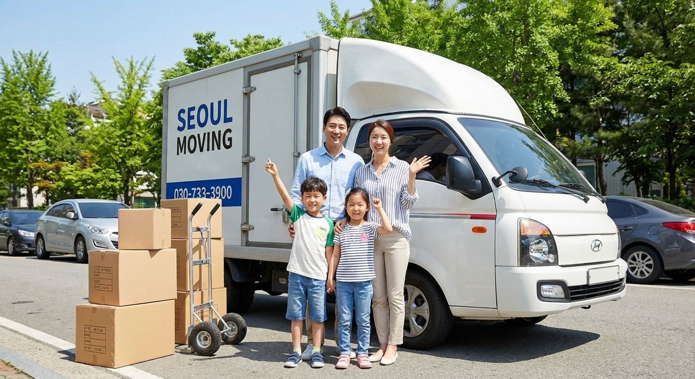 실거주 의무 유예 2년 연장? 전월세 낀 집 매수 전략 (2026 부동산 대책) 3 이사짐 트럭 앞에서 기뻐하는 가족의 모습 (실사)